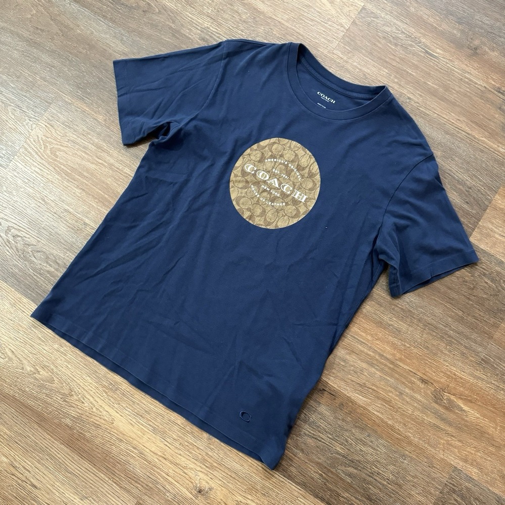Coach‎ New York Navy Blue Short Sleeve T Shirt Men's Sz M Classic Cracking*